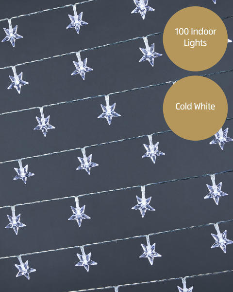 100 LED White Stars