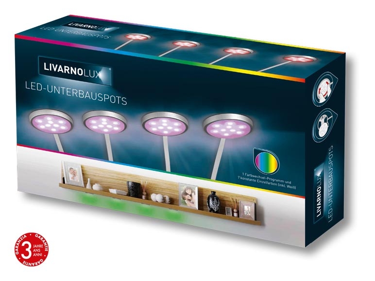 Spots sous meuble à LED, lot de 4