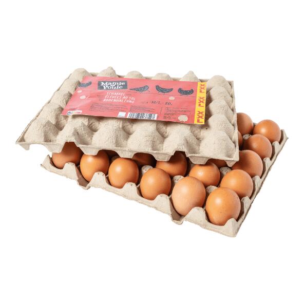 MAMIE POULE(R) 				Œufs de poules élevées au sol, 30 pcs