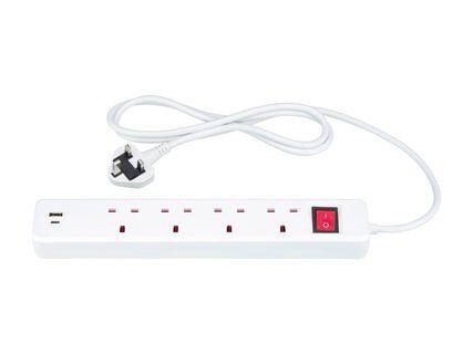 TRONIC 4 Socket Extension Lead With USB