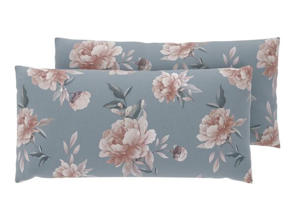 Grey Renforcé Pillowcases With Floral Pattern - 2 Pack