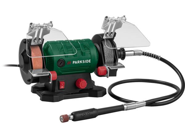Double bench grinder with flexible drive shaft