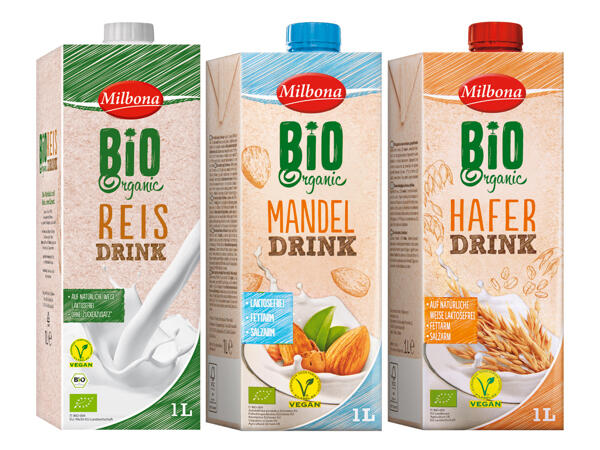 Bio-Mandel-Hafer- oder Reis-Drink
