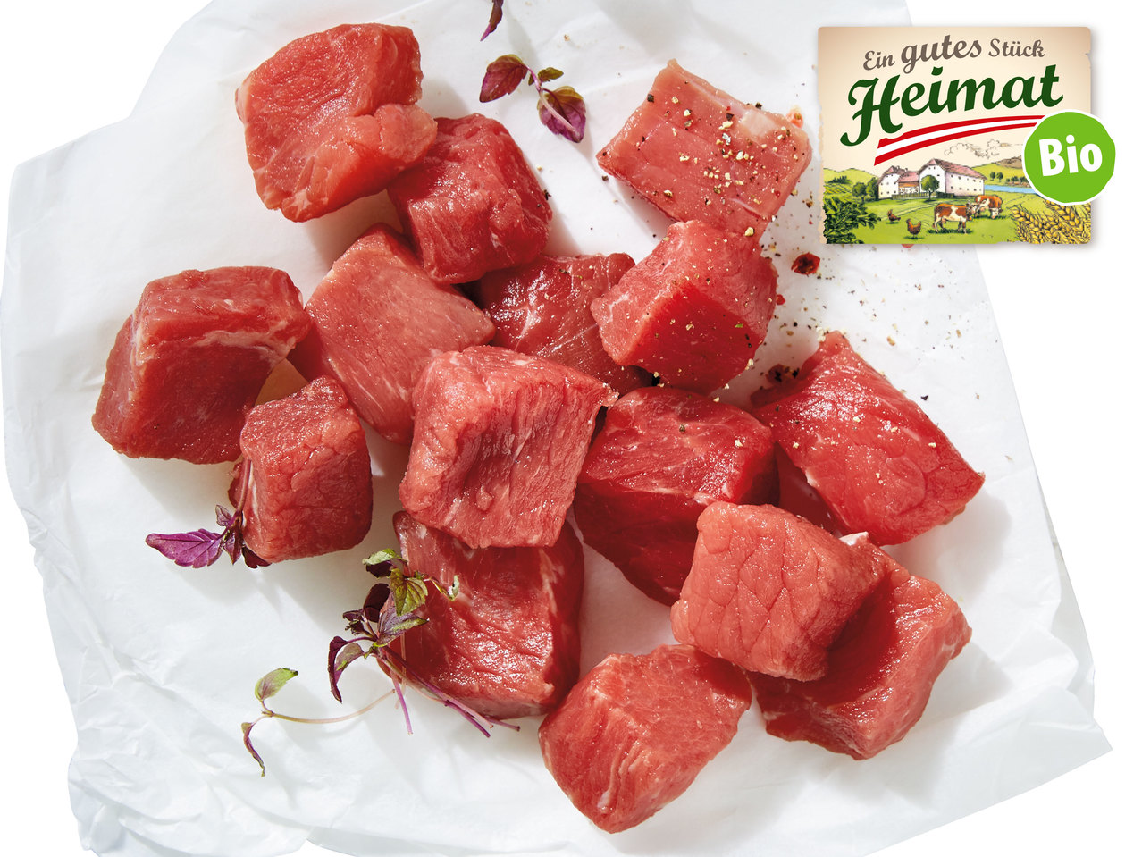 EIN GUTES STÜCK HEIMAT Frisches österreichisches Bio-Rindsgulaschfleisch