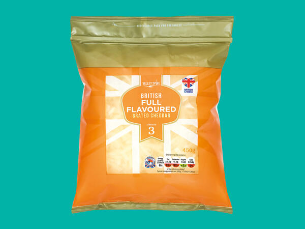 Valley Spire Full Flavoured Grated British Cheddar