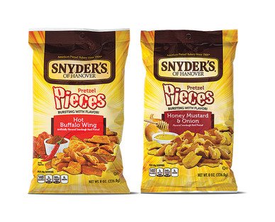Snyder's of Hanover Hot Buffalo Wing or Honey Mustard & Onion Pretzel Pieces