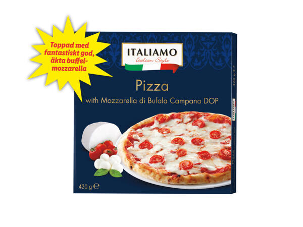 Pizza med äkta buffelmozzarella
