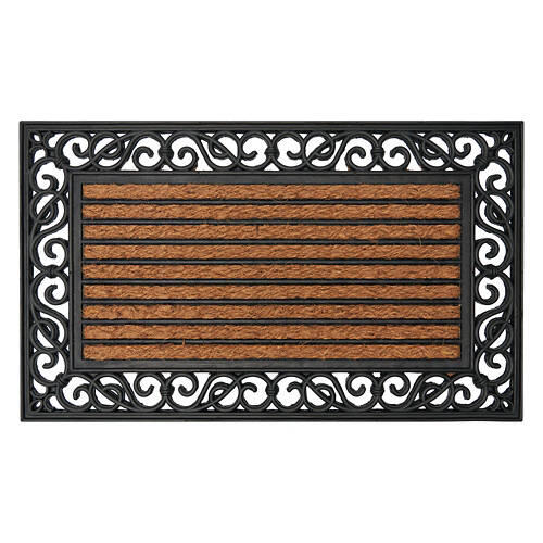 18" X 30" Rectangle Shaped Rubber Gate Coir Mat - Stripes