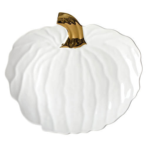 Harvest Serving Platter - Gold & White Pumpkin