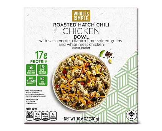 Whole & Simple 
 Hatch Chile or Teriyaki Sriracha Chicken Bowl