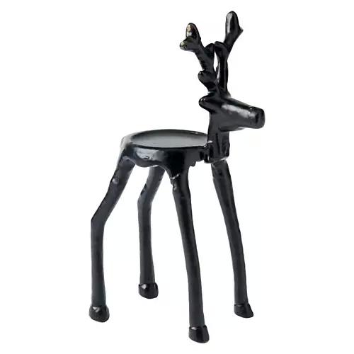 Reindeer Tealight Holder - Black Reindeer with Head Up