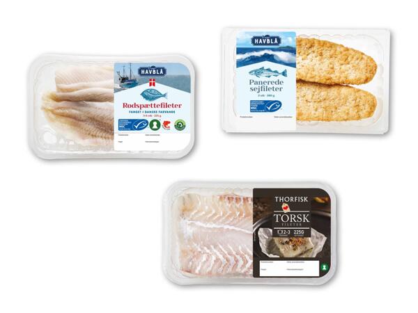 Torske-, rødspætte- eller panerede sejfileter