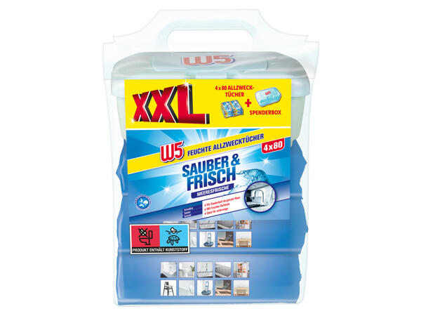 Feuchte Allzwecktücher mit Spenderbox 3x 80 Stk. + 1 Pkg. gratis