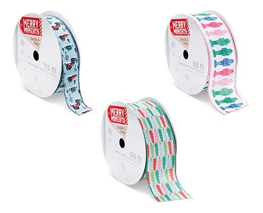 Merry Moments 
 1.5" or 2.5" Wire Fabric Premium Ribbon