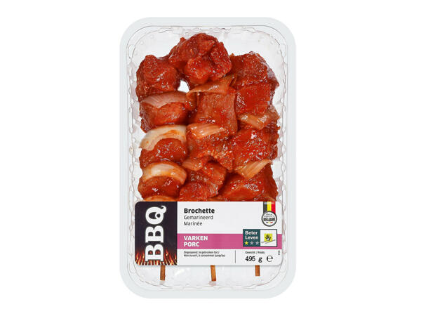 Brochettes de porc aux oignons