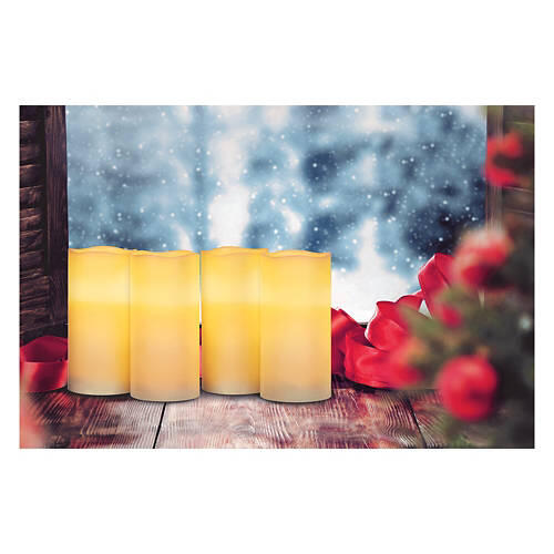 4 Piece Flameless LED Unscented Candle Set, Ivory