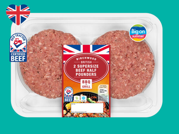 Birchwood British 2 Supersize British Beef Half Pounders