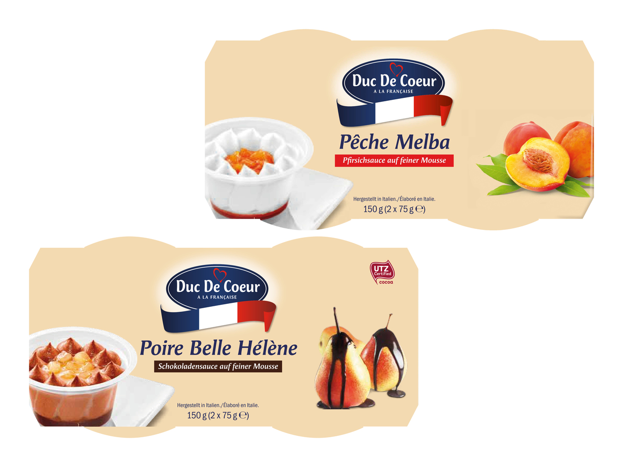 Pesca melba/ pera Belle-Hélène