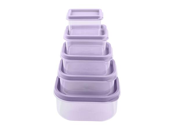 Livarno Home Food Storage Container Set - 5 Piece Set - Rectangular Lilac