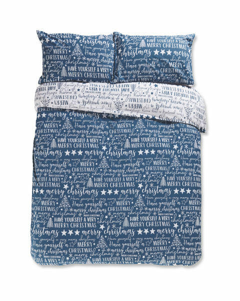 Blue Christmas Double Duvet Set