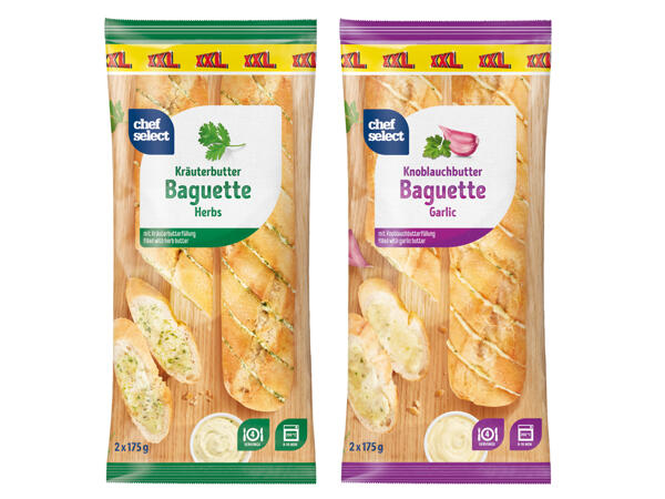 Knoblauch oder Kräuter Baguette