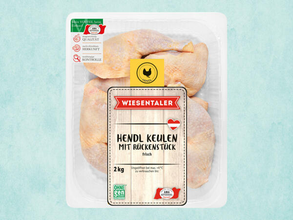 Frische Hendlschenkel mit Rücken