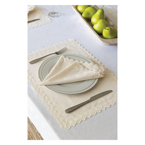 4 Pack Napkins - Beige Eyelet