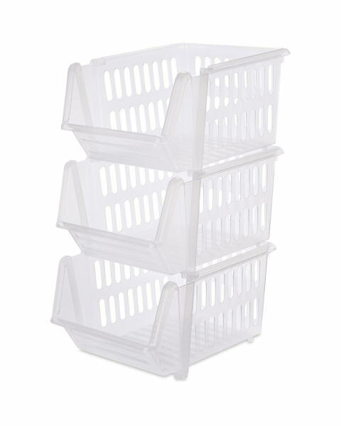 Clear Stackable Baskets 3 Pack