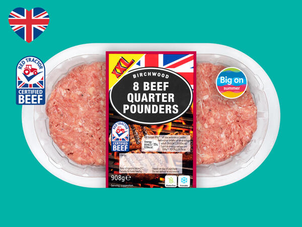 Birchwood 8 British Beef Quarter Pounders