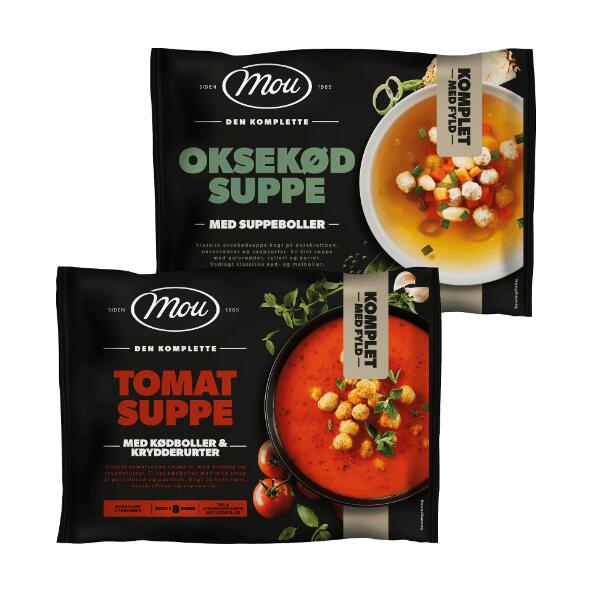 MOU 	 				Oksekød- eller tomatsuppe