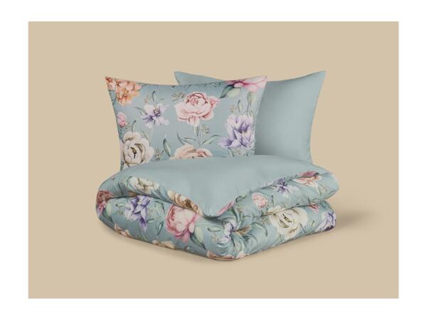 Microfibre Satin Duvet Cover Set With Floral Pattern - King