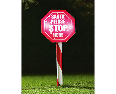 LED Solar Santa Stop Here Sign
