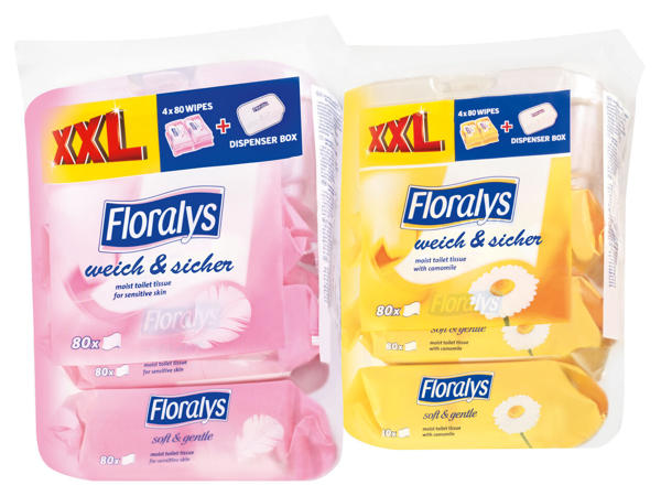 FLORALYS Feuchtes Toilettenpapier mit Box 4x 80 Stk.