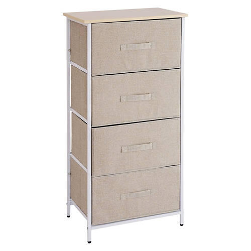 White with 4 Beige Drawers Tower Organizer