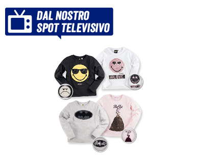 Maglia a manica lunga per bambini SMILEY(R) WORLD/BATMAN™/DISNEY PRINCESS