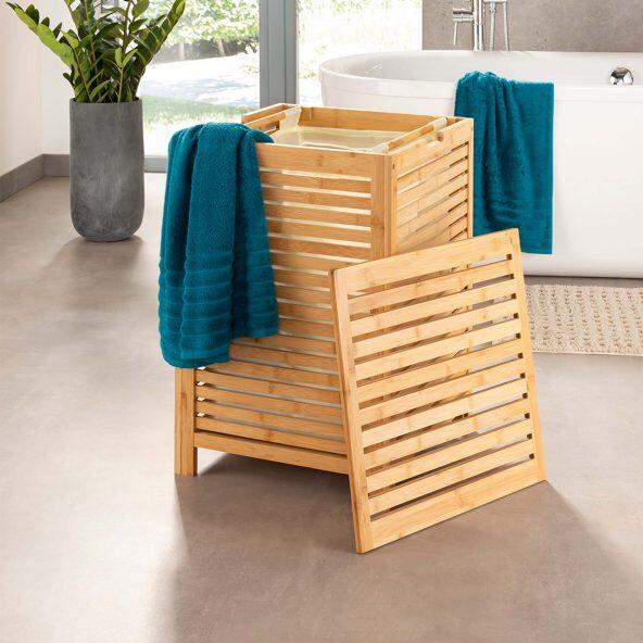 HOME CREATION BATHROOM(R) 				Panier à linge en bois