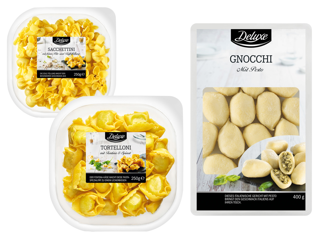 DELUXE Frische gefüllte Pasta mit Ei oder Gnocchi