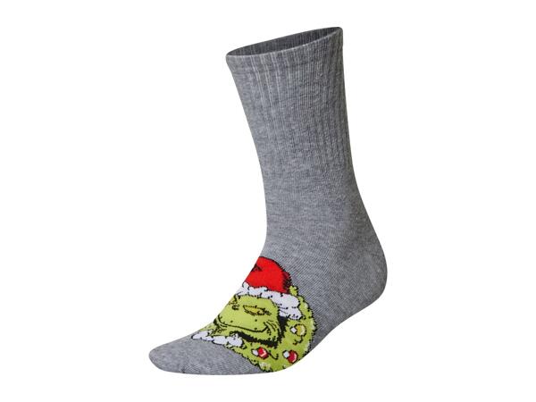 Adults' White/Navy/Grey Grinch Socks - 3 Pairs