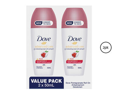 Dove Antiperspirant Roll-On Deodorant for Men or Women 2 x 50ml