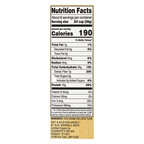 Organic Gluten Free Red Lentil Rotini Pasta, 12 oz