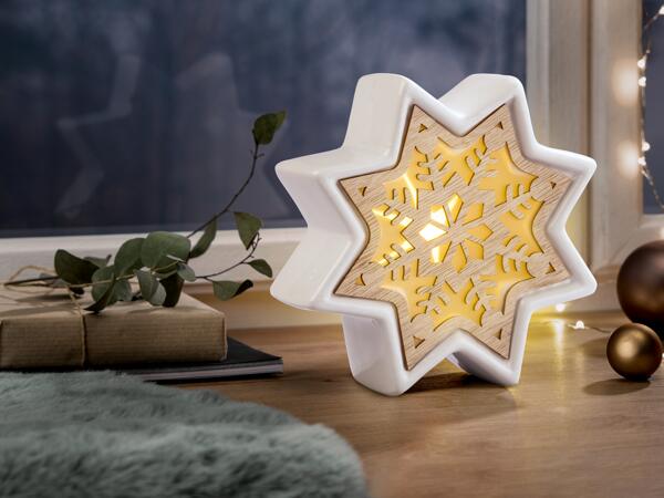LED Christmas Decoration In Ceramic and Wood