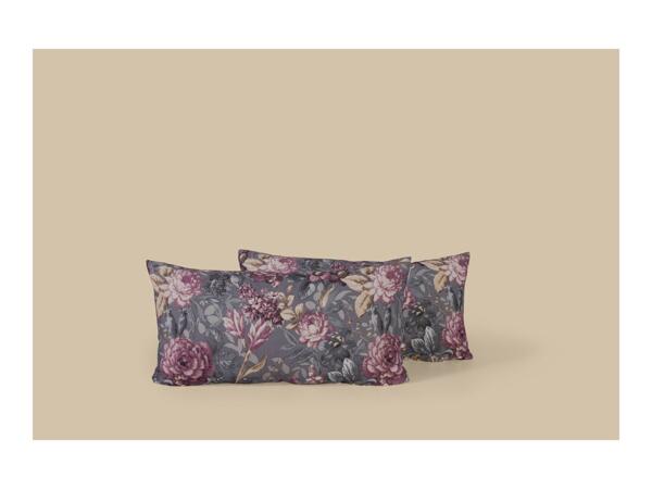 Dark Grey Renforcé Pillowcases With Floral Pattern - 2 Pack