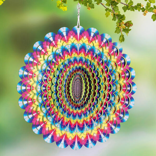 Farbenfrohe Windspinner in 3D-Optik