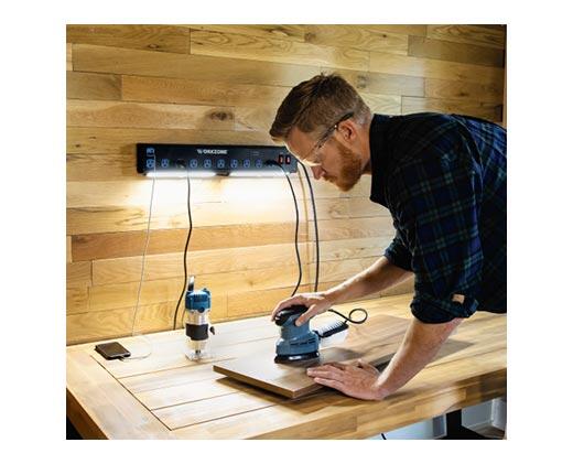 WORKZONE 
 10-Outlet Power Station with USB Ports and LED Lights