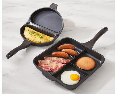 Cast Aluminium Folding Omelette Pan or Multi-Section Frypan