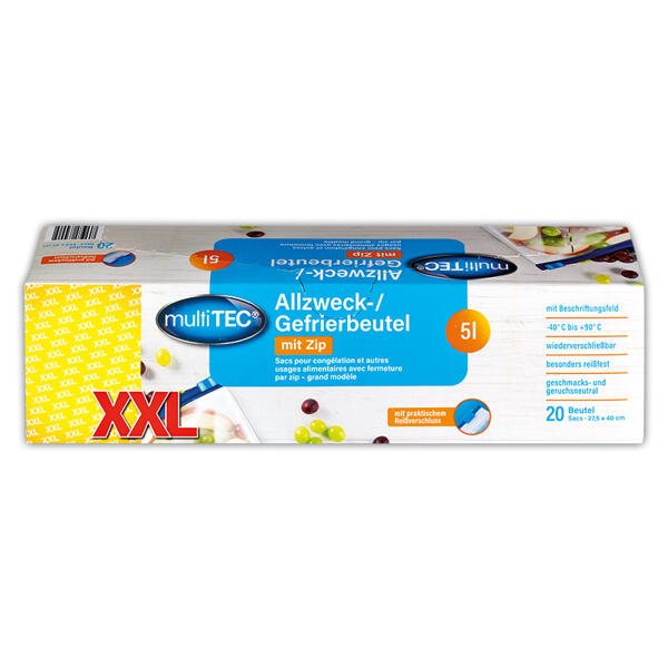 Allzweck-/ Gefrierbeutel mit Zip XXL