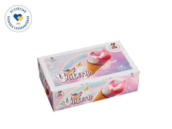 Sia Glass Unicorn gräddglass 4-pack