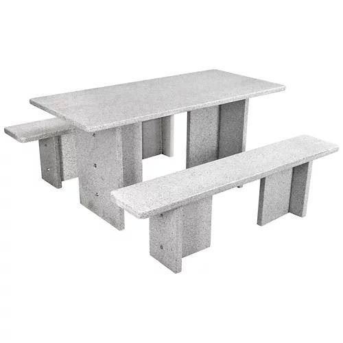 NOUVEL Rechteckiger Granittisch mit Sitzbank "Morcote", 160 x 75 cm