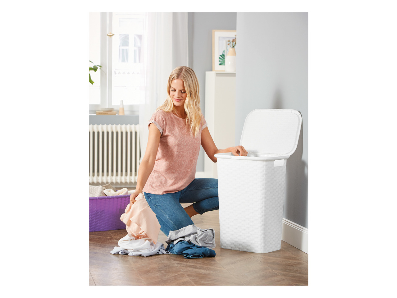 Aquapur Rattan-Effect Laundry Hamper1