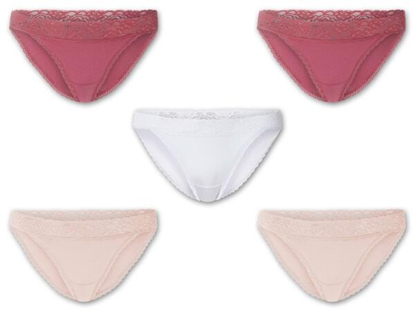 Damen Slip mit Spitze/Hipster, 5 Stück